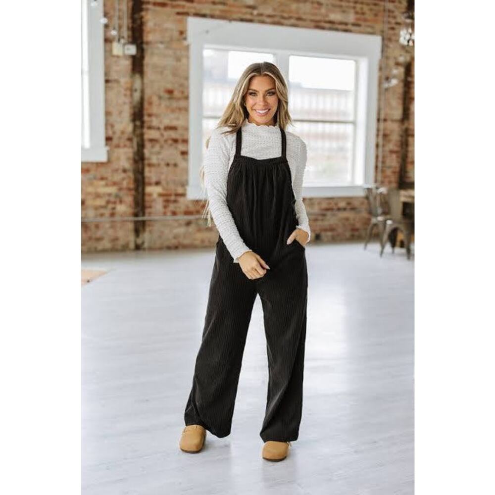 WallFlower Black Corduroy Overalls - Women's Size Medium